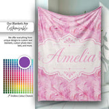 Abstract Pink Feather Swirl Pattern with Soft Flowing Texture Lovely  Personalised Custom Name Super Soft Fleece Blanket Bed Sofa Throw