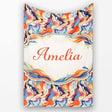 Vibrant Retro Marble Swirl Blue Orange Cream Abstract Pattern Lovely  Personalised Custom Name Super Soft Fleece Blanket Bed Sofa Throw