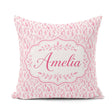 Custom Name Soft Pink Watercolor Leaf Delicate Botanical Design Square Filled Cushion Throw Pillow Sofa Bed Home Decor Zip Washable UK Made