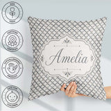 Custom Name Modern Lattice Pattern in Grey and White Symmetrical Square Filled Cushion Throw Pillow Sofa Bed Home Decor Zip Washable UK Made