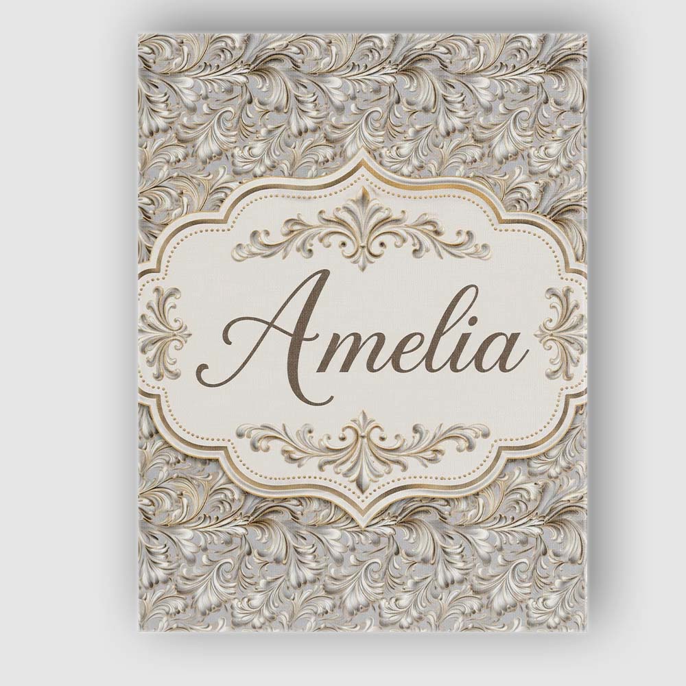 Personalised Name Elegant Beige Baroque Custom  Unique Gift Idea Modern Room Accent Canvas Wall Art Print Decor Picture Ready to Hang