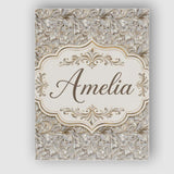 Personalised Name Elegant Beige Baroque Custom  Unique Gift Idea Modern Room Accent Canvas Wall Art Print Decor Picture Ready to Hang