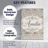 Personalised Name Elegant Beige Baroque Custom  Unique Gift Idea Modern Room Accent Canvas Wall Art Print Decor Picture Ready to Hang