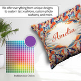 Custom Name Vibrant Retro Marble Swirl Blue Orange Cream Pattern Square Filled Cushion Throw Pillow Sofa Bed Home Decor Zip Washable UK Made