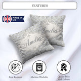 Custom Name Soft Neutral Floral Tile in Cream and Embossed Style Square Filled Cushion Throw Pillow Sofa Bed Home Decor Zip Washable UK Made