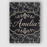 Personalised Name Luxury Dark Baroque Custom Modern Room Accent Creative Decorator Style Canvas Wall Art Print Decor Picture Ready to Hang