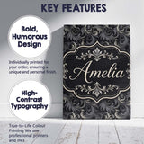 Personalised Name Luxury Dark Baroque Custom Modern Room Accent Creative Decorator Style Canvas Wall Art Print Decor Picture Ready to Hang