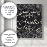 Personalised Name Luxury Dark Baroque Custom Modern Room Accent Creative Decorator Style Canvas Wall Art Print Decor Picture Ready to Hang