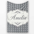 Modern Grey Geometric Flower Lattice Pattern Symmetrical Seamless  Personalised Custom Name Super Soft Fleece Blanket Bed Sofa Throw