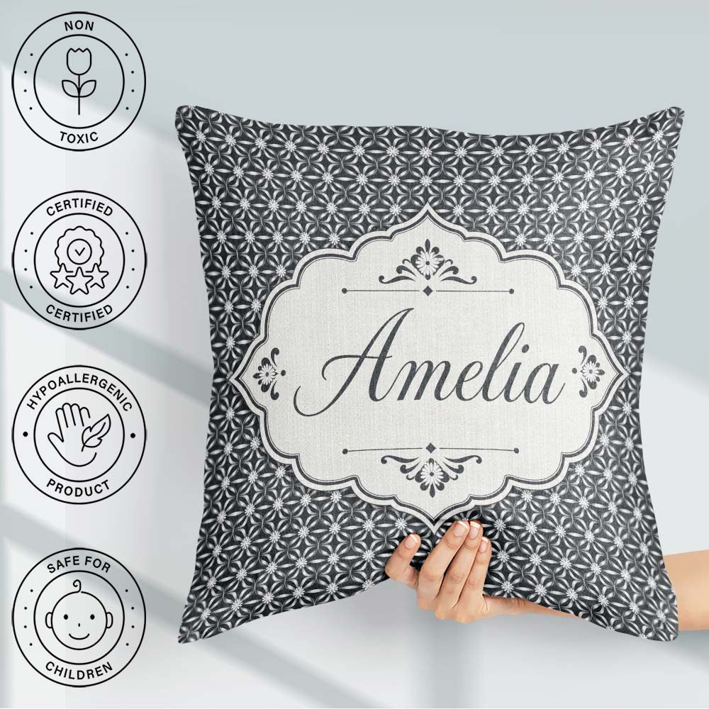 Custom Name Modern Geometric Flower Lattice Symmetrical Seamless Square Filled Cushion Throw Pillow Sofa Bed Home Decor Zip Washable UK Made