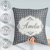 Custom Name Modern Geometric Flower Lattice Symmetrical Seamless Square Filled Cushion Throw Pillow Sofa Bed Home Decor Zip Washable UK Made