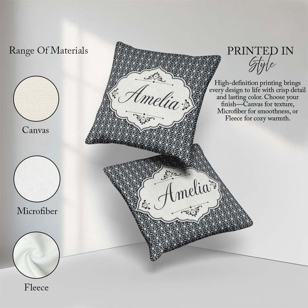 Custom Name Modern Geometric Flower Lattice Symmetrical Seamless Square Filled Cushion Throw Pillow Sofa Bed Home Decor Zip Washable UK Made