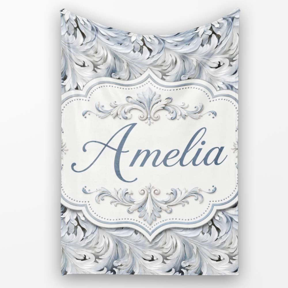 Abstract Grey Marble Swirl Pattern with Fluid Flowing Texture Lovely  Personalised Custom Name Super Soft Fleece Blanket Bed Sofa Throw