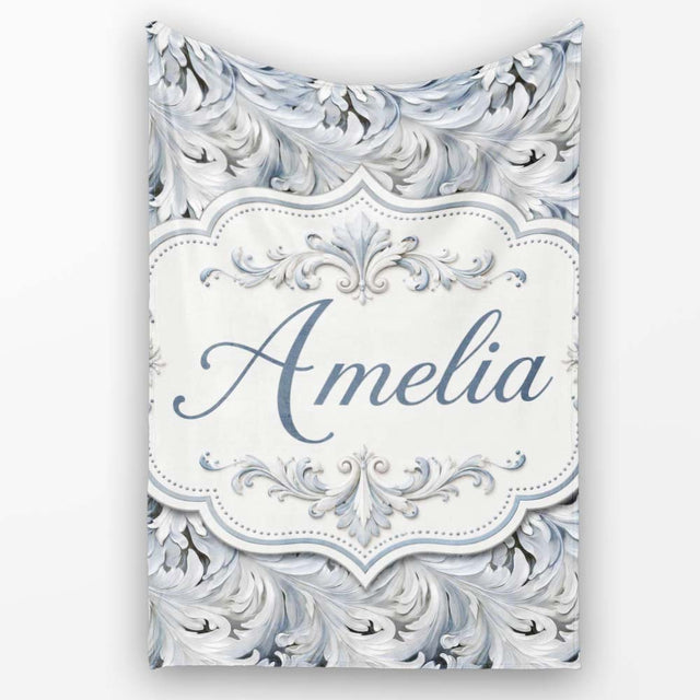 Abstract Grey Marble Swirl Pattern with Fluid Flowing Texture Lovely  Personalised Custom Name Super Soft Fleece Blanket Bed Sofa Throw