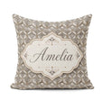 Custom Name Elegant Geometric Heart Motif Pattern in Neutral and Square Filled Cushion Throw Pillow Sofa Bed Home Decor Zip Washable UK Made