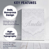 Personalised Name Subtle White Embossed Custom  Modern Room Accent Elegant Feature Canvas Wall Art Print Decor Picture Ready to Hang