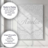 Personalised Name Subtle White Embossed Custom  Modern Room Accent Elegant Feature Canvas Wall Art Print Decor Picture Ready to Hang