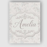 Personalised Name Elegant Soft Grey Damask Custom  Bespoke Contemporary Statement Canvas Wall Art Print Decor Picture Ready to Hang
