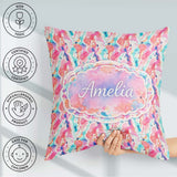 Custom Name Pastel Ink Flow Pink Purple Blue Abstract Pattern Square Filled Cushion Throw Pillow Sofa Bed Home Decor Zip Washable UK Made