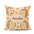 Custom Name Cute Hedgehog Autumn Cartoon Animal Pattern Coffee Square Filled Cushion Throw Pillow Sofa Bed Home Decor Zip Washable UK Made