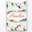 Soft Blush Watercolour Splash Pink Mint Abstract Pattern Lovely  Personalised Custom Name Super Soft Fleece Blanket Bed Sofa Throw