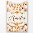 Autumn Watercolor Feather Pattern in Warm Brown and Beige Tones  Personalised Custom Name Super Soft Fleece Blanket Bed Sofa Throw
