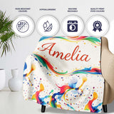 Soft Blush Watercolour Splash Pink Mint Abstract Pattern Lovely  Personalised Custom Name Super Soft Fleece Blanket Bed Sofa Throw