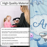 Cute Dolphin Shark and Jellyfish Ocean Animals Seamless Pattern  Personalised Custom Name Super Soft Fleece Blanket Bed Sofa Throw