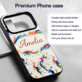 Soft Blush Watercolour Splash Pink Mint Abstract Custom Name Protective Phone Case Mobile Cover Durable Everyday Smartphone Shock Resistant