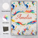 Personalised Name Soft Blush Watercolour Splash Pink Mint Abstract Custom  Unique Canvas Wall Art Print Decor Picture Ready to Hang