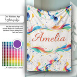 Soft Blush Watercolour Splash Pink Mint Abstract Pattern Lovely  Personalised Custom Name Super Soft Fleece Blanket Bed Sofa Throw