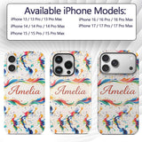 Soft Blush Watercolour Splash Pink Mint Abstract Custom Name Protective Phone Case Mobile Cover Durable Everyday Smartphone Shock Resistant