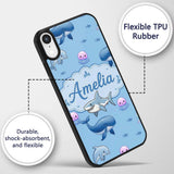 Cute Dolphin Shark and Jellyfish Ocean Animals Custom Name Protective Phone Case Mobile Cover Durable Everyday Smartphone Shock Resistant