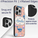 Cute Dolphin Shark and Jellyfish Ocean Animals Custom Name Protective Phone Case Mobile Cover Durable Everyday Smartphone Shock Resistant