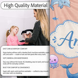 Cute Dolphin Shark and Jellyfish Ocean Animals Peach Background  Personalised Custom Name Super Soft Fleece Blanket Bed Sofa Throw