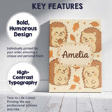 Personalised Name Cute Hedgehog Autumn Cartoon Animal Pattern Custom Contemporary Display Canvas Wall Art Print Decor Picture Ready to Hang