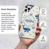 Cute Dolphin Shark and Jellyfish Ocean Animals Custom Name Protective Phone Case Mobile Cover Durable Everyday Smartphone Shock Resistant