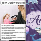 Cute Dolphin Shark and Jellyfish Ocean Animals Purple Background  Personalised Custom Name Super Soft Fleece Blanket Bed Sofa Throw