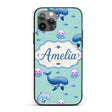 Cute Dolphin Shark and Jellyfish Ocean Animals Custom Name Protective Phone Case Mobile Cover Durable Everyday Smartphone Shock Resistant