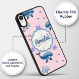 Cute Dolphin Shark and Jellyfish Ocean Animals Custom Name Protective Phone Case Mobile Cover Durable Everyday Smartphone Shock Resistant