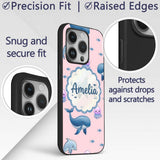 Cute Dolphin Shark and Jellyfish Ocean Animals Custom Name Protective Phone Case Mobile Cover Durable Everyday Smartphone Shock Resistant