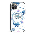 Cute Dolphin Shark and Jellyfish Ocean Animals Custom Name Protective Phone Case Mobile Cover Durable Everyday Smartphone Shock Resistant