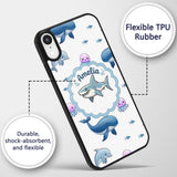 Cute Dolphin Shark and Jellyfish Ocean Animals Custom Name Protective Phone Case Mobile Cover Durable Everyday Smartphone Shock Resistant