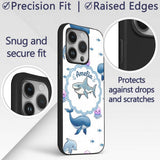 Cute Dolphin Shark and Jellyfish Ocean Animals Custom Name Protective Phone Case Mobile Cover Durable Everyday Smartphone Shock Resistant