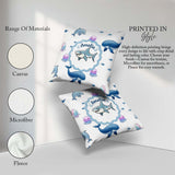 Custom Name Dolphin Shark and Jellyfish Ocean Animals Light Grey Square Filled Cushion Throw Pillow Sofa Bed Home Decor Zip Washable UK Made