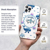 Cute Dolphin Shark and Jellyfish Ocean Animals Custom Name Protective Phone Case Mobile Cover Durable Everyday Smartphone Shock Resistant