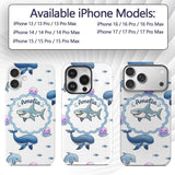 Cute Dolphin Shark and Jellyfish Ocean Animals Custom Name Protective Phone Case Mobile Cover Durable Everyday Smartphone Shock Resistant