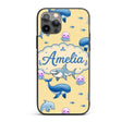 Cute Dolphin Shark and Jellyfish Ocean Animals Custom Name Protective Phone Case Mobile Cover Durable Everyday Smartphone Shock Resistant
