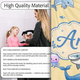 Cute Dolphin Shark and Jellyfish Ocean Animals Warm Yellow Lovely  Personalised Custom Name Super Soft Fleece Blanket Bed Sofa Throw
