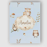Personalised Name Cute Woodland Owls Custom Premium Decorative Design Modern Room Accent Canvas Wall Art Print Decor Picture Ready to Hang